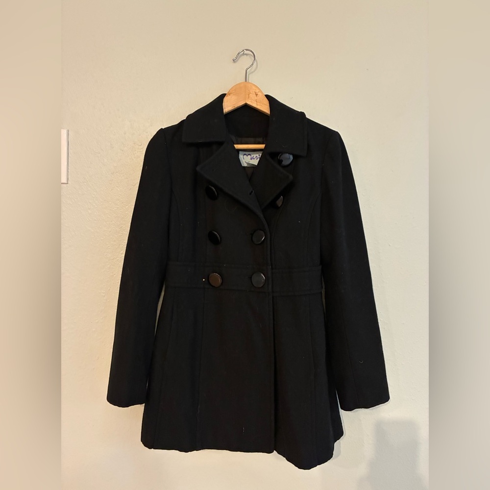 Classic Black Pea Coat- slim fit
